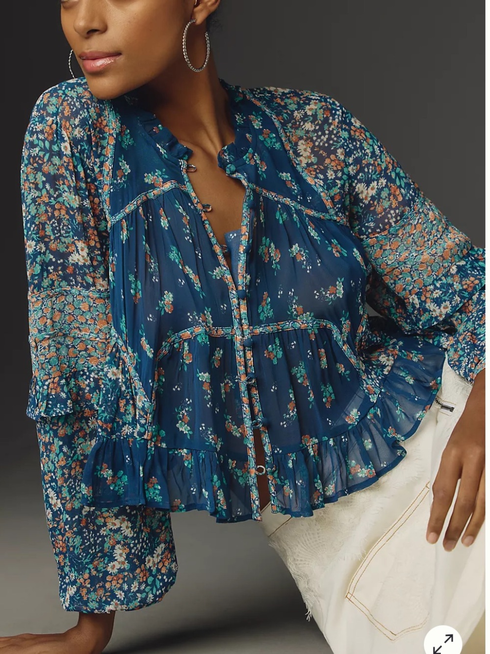 Anthropologie Sheer Babydoll Blouse